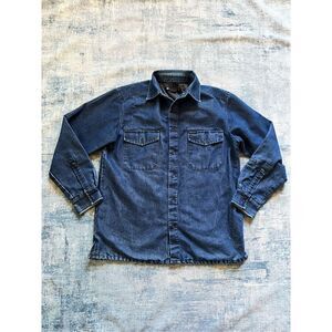 Reaction by Kenneth Cole Shiney Dark Blue Lightweight Trucker Jacket Men's Small